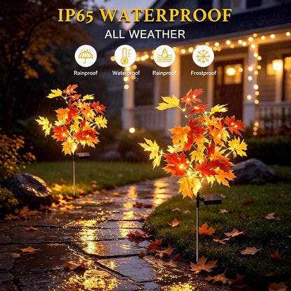 4 Pack Fall Solar Lights Outdoor Decorative, Maple Tree Solar Lights Decor2