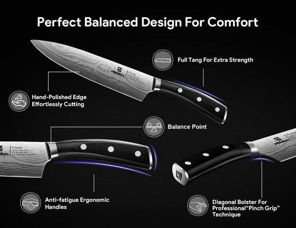 Knife Sets for Kitchen with Block, 17 Pieces with Magnetic Knife Holder, German High Carbon Stainless Steel Damascus Pattern Chef Knife Set, Ideal for Gift3