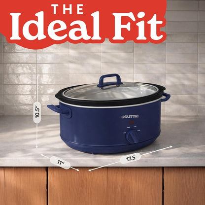 Slow Cooker - 7 Quart Removable Ceramic Pot, Manual Controls with 3 Temperature Settings, Dishwasher Safe Crock and Glass Lid, Navy9
