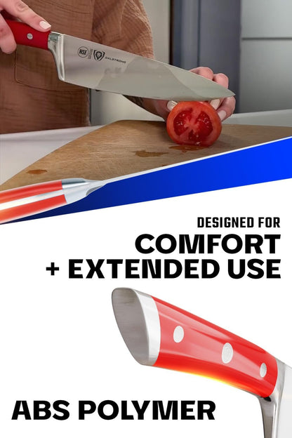 Chef Knife - 8 Inch Blade - Gladiator Series - Forged High Carbon German Steel - Razor Sharp Kitchen Knife - Professional Full Tang Knives - Crimson Red Handle ABS - Sheath - NSF Certified5