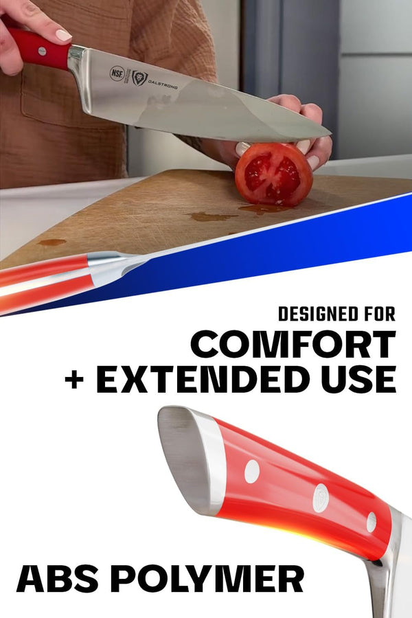 Chef Knife - 8 Inch Blade - Gladiator Series - Forged High Carbon German Steel - Razor Sharp Kitchen Knife - Professional Full Tang Knives - Crimson Red Handle ABS - Sheath - NSF Certified5