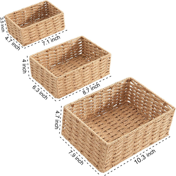 Small Wicker Basket for Organizing, Woven Storage Basket Sets of 36