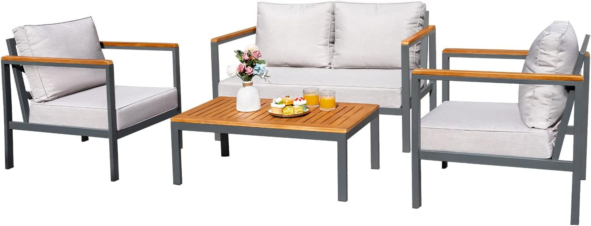 4-piece-furniture-patio-lounge-conversation-set-solid-wood-armrest-table-top-anti-drop-thick-waterproof-cushion-light-gray