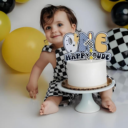 Number 1 Candle One Happy Dude Birthday Decorations for Boys5