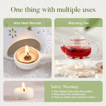 Unscented Soy Tea Lights Candles 50 Pack Bulk,4 Hour Clean Burn Tea Candles8