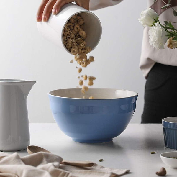 Mixing Bowls, 4.25/2/0.5 Qt Ceramic Mixing Bowls for Kitchen, Large Salad Serving Bowls, Nesting Mixing Bowls Set, Microwave Safe, Blue6