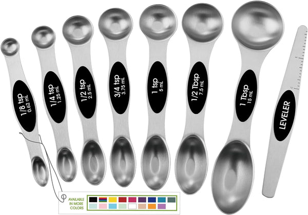 Stainless Steel Magnetic Measuring Spoons Set of 8, Black1