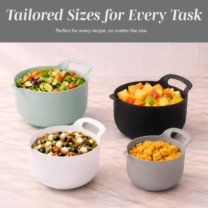 Nesting Plastic Mixing Bowl Set with Pour Spouts and Handles, Mint, 4 Piece Non-Slip5