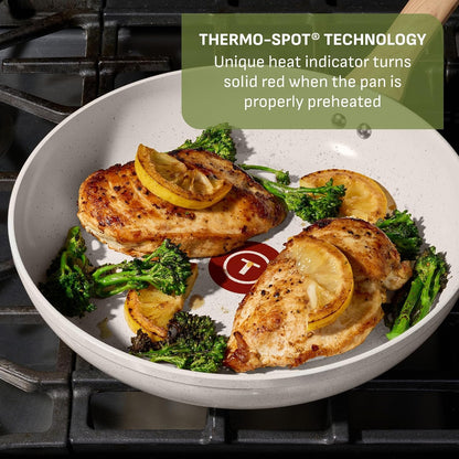 Revive Nonstick Ceramic Frying Pan Set (2-Piece) 8" & 10" Skillet, Oven Safe to 350°F, Stay-Cool Handle, Kitchen Pots and Pans, Cream Granite4