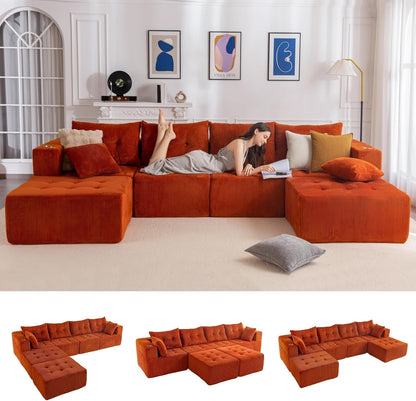 Boneless Couch, 129.5-Inch U-Shaped Cloud Couch, 2 Ottomans1