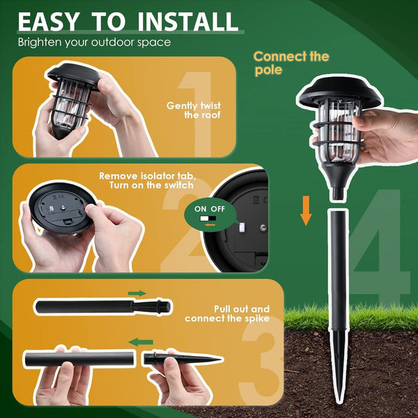 Solar Pathway Lights Waterproof Outdoor Lighting, Cold White 8 Pack8