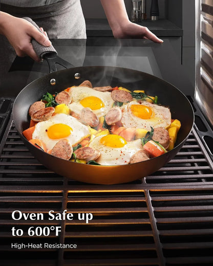 Carbon Steel Pan, 10 Inch Nonstick Frying Pan Skillet | Pre-Seasoned Carbon Steel Cookware with Removable Silicone Handle Holder, Indoor/Outdoor, Induction & Oven Safe5