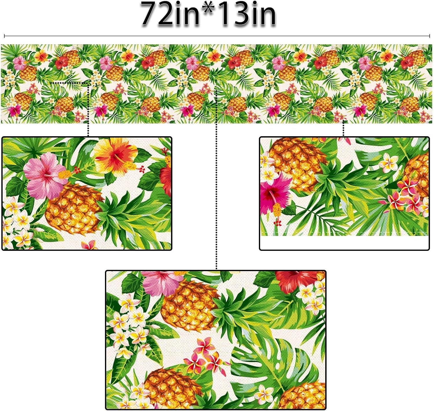 linen-summer-pineapple-table-runner-tropical-hawaiian-luau-indoor-outdoor-party-table-cover-decoration-home-kitchen-dining-room-13-x-72