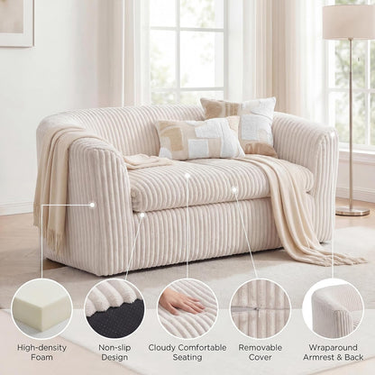 55" Boneless Mini Couch, Bean Bag Sofa for Bedroom, Beige4