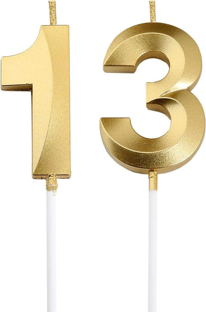 Gold 13 Birthday Candles,13Th Birthday Decorations for Girls Boys1