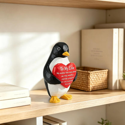 Anniversary Birthday Gift for Women Men Couple,Penguin Figurine for Her Him | I Love You Gifts for Boyfriend Girlfriend,Birthday Gift for Wife Husband Fiancee,Valentines Heart Hand-Painted Penguin Statue4