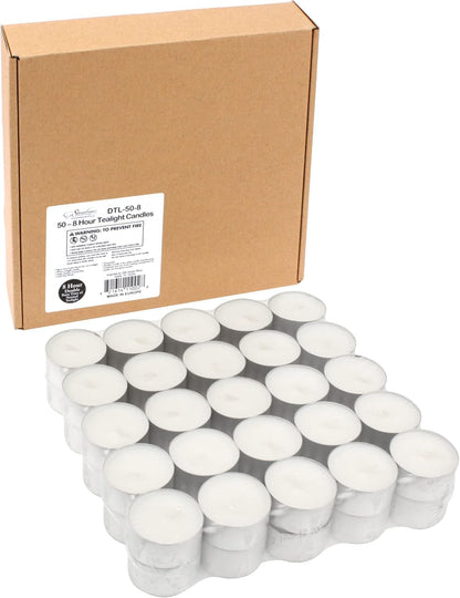 100 Pack Unscented 8 Hour Extended Burn Time Tea Light Candles, White, 100 Count6
