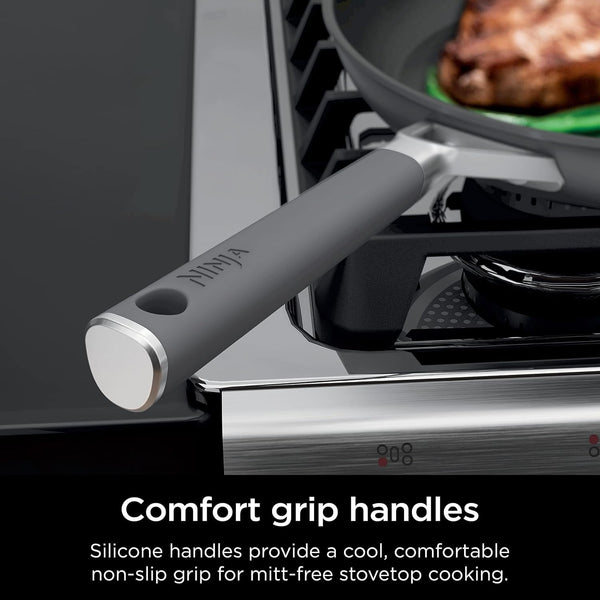 Ninja Pots and Pans Set Non Stick | Comfort Grip 10-Piece Cookware Set with Neverstick | Frying Pan, Sauce Pan with Lid, Stock Pot with Lid, Nonstick, Dishwasher Safe, Oven Safe to 400°F, CW69010 | Comfort Grip, Frying Pan, Sauce Pan with Lid, Stock Pot with Lid, Dishwasher Safe, Oven Safe to 400F, CW690102