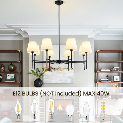 Dining Room Chandeliers Light - Modern Black Chandelier, 8-Light Metal Farmhouse Dining Room Light Fixture, Hanging Pendent Lighting for Kitchen Living Room Foyer6