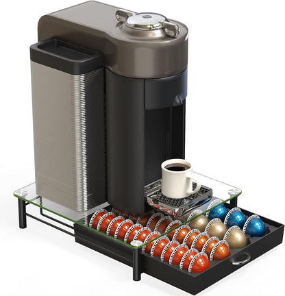 Tempered Glass Vertuo Pod Holder, Fits 24 Large/48 Small Pods | Compatible with Nespresso Capsule, Black6