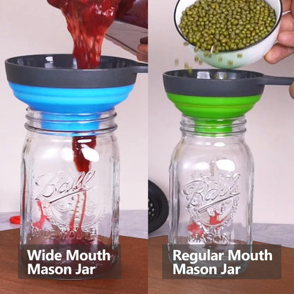 Canning Funnel with Strainer - Wide Mouth Food Funnels for Kitchen Use - Mason Jars Canning Supplies Kit Tools - Funnels for Filling Bottles - Food Grade Silicone -4 Pack5