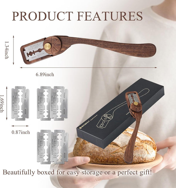 Bread Lame Dough Scoring Tool with Blade Cover, Sourdough Scoring Tool with 5 Feather Blades, Scoring Knife for Bread Baking, Dexterous-Cut Series Lame Bread Tool (ELEGANT)7