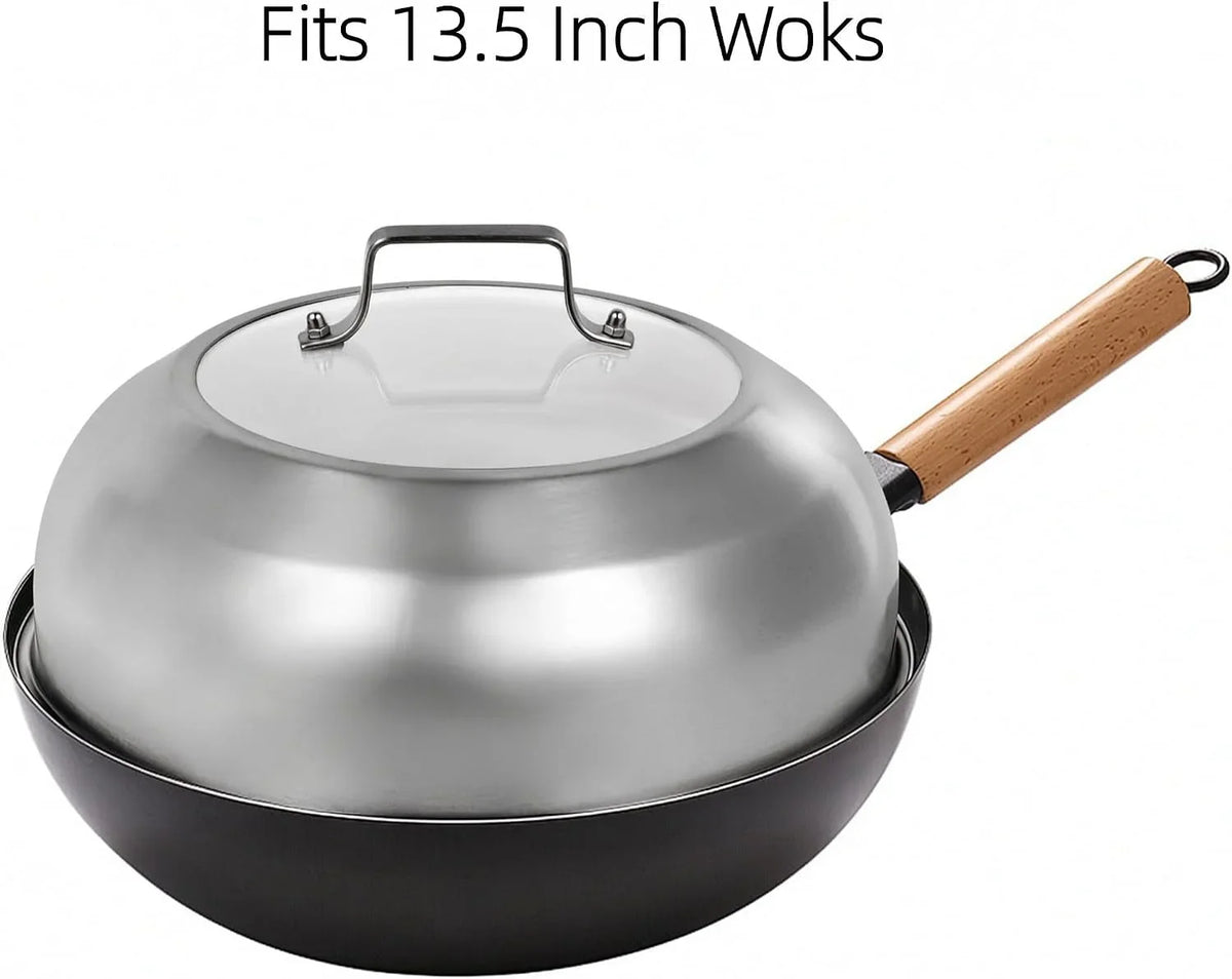 12-75-inch-12-2-inch-inner-diameter-stainless-steel-basting-cover-for-13-5-inch-wok-melting-dome-for-griddle-cooking-round-steaming-cover-lid-with-tempered-glass-top-and-steam-holes