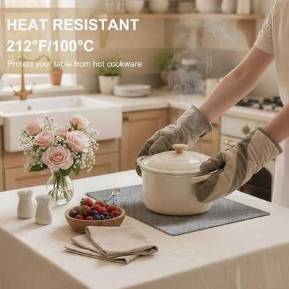 Faux Leather Heat Resistant Placemats 6 Packs, Waterproof Wipeable Dining PU Place Mats for Indoor & Outdoor, Easy to Clean, Light Grey3