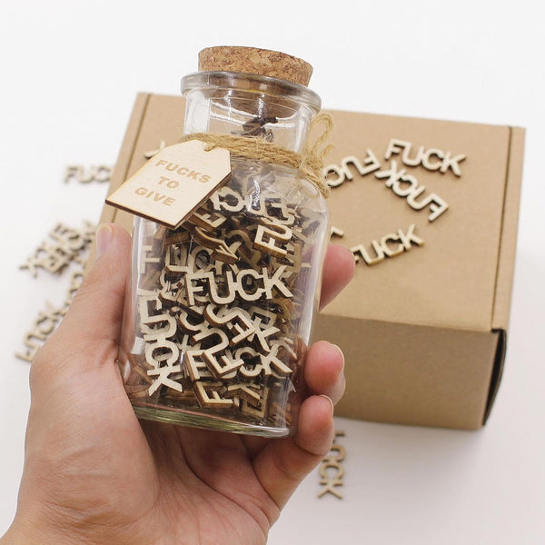 Fuck Jar（5Oz） Gift Jar,Fucks to Give,Fuck Wooden Cutout Letter Piece Bad Mood Vent Spoof Birthday Day,Holiday, Thanksgiving Christmas Gifts to Friend,Gag Funny Gift2