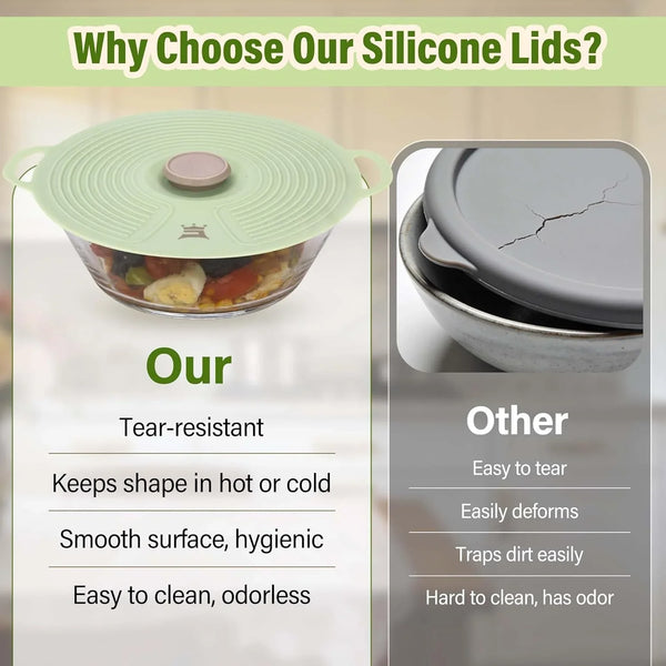 Silicone Lids for Bowl 3 Pack, Microwave Splatter Cover with 3 Sizes Reusable Heat Resistant Lids Fits Bowls, Plates, Pots, Pans, Skillets, Stove Top, Oven, Fridge Dishwasher Safe5