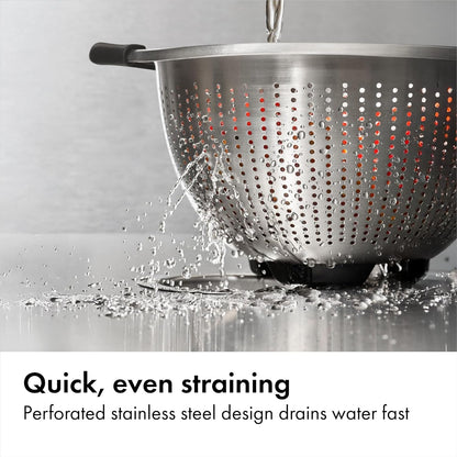 OXO Good Grips Strainer - 5 Qt Capacity, Stainless Steel | Colander, Nesting Design for Easy Storage, Non-Slip Handles, Drains Pasta and Vegetables, Dishwasher Safe3