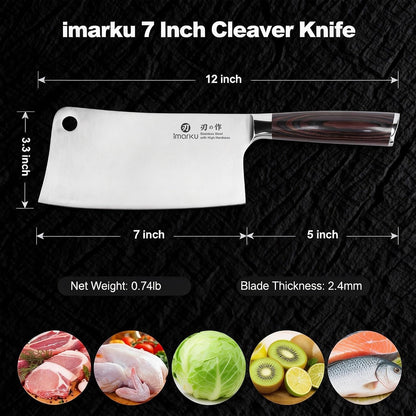 Meat Cleaver 7 Inch, Japanese High Carbon Stainless Steel Chopper6