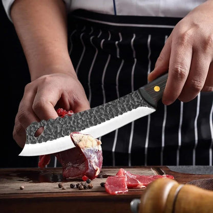 Meat Cleaver,Cleaver Knife, 7 Inch Handmade Kitchen Knives Chef Cooking Slicing Vegetable Butcher Knife Stainless Steel Blade Wood Handle with Cover6
