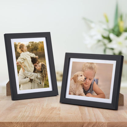 5X7 Picture Frame Set of 4, 6X8 Matted to Display 5 by 7 Photo with Mat or 6 by 8 without Mat for Wall or Tabletop, Black2