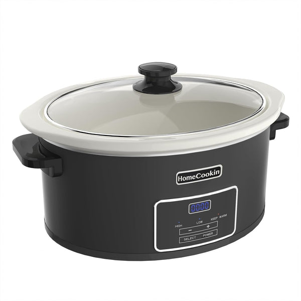 7 Quarts Programmable Slow Cooker with Timer Keep Warm - Small Kitchen Appliance for Family Dinners - Serves 6+ People (Black)1