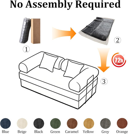 59'' Convertible Compressed Corduroy Folding Cloud Sofa Bed, Modern Boneless Pull Out Loveseat Sleeper in a Box, 4 in 1 Floor Mattress Futon Cloud Couch, No Assembly Needed, Green, 2 Pillows, Queen8