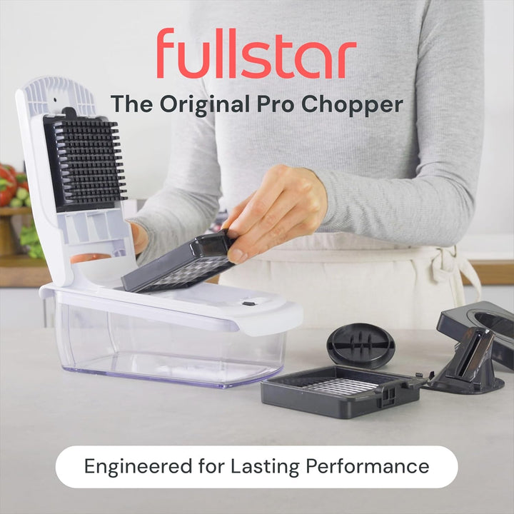 Pro Original Vegetable Chopper & Spiralizer, Kitchen Prep Tool | 4 in 1 Veggie Slicer, Onion & Fruit Cutter with Sharp Stainless Steel Blades & Container, All-In-One Food Prep Tool (White)+2