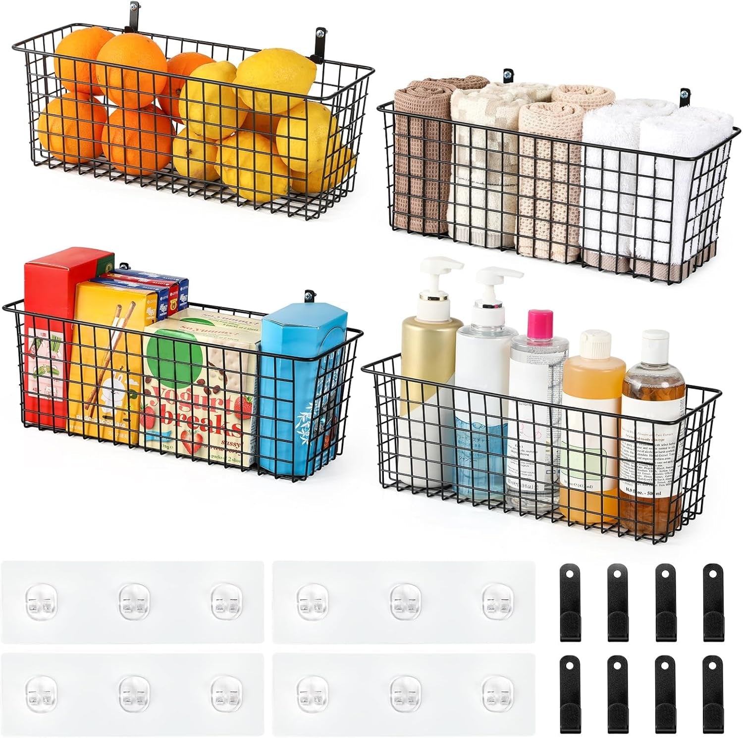 4-set-extra-large-hanging-wall-mount-storage-baskets-with-adhesive-hooks-steel-hooks-multiuse-sturdy-wire-metal-organizing-baskets-for-home-kitchen-bathroom-pantry-utility-organizer-black