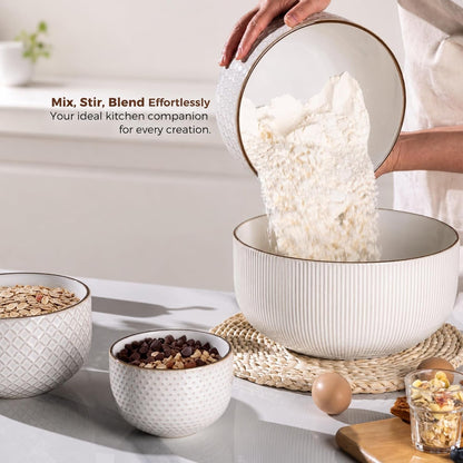 Ceramic Mixing Bowls Set of 4, Stoneware Nesting Serving Bowls5