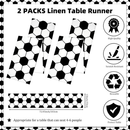 2 PCS Soccer Table Runner Black Tactical Instruction Printed Soccer Birthday Party Decoration 71 X 13'' March Sport Ball Themed Tablecloth Party Supplies for Table Kitchen Dining Room2