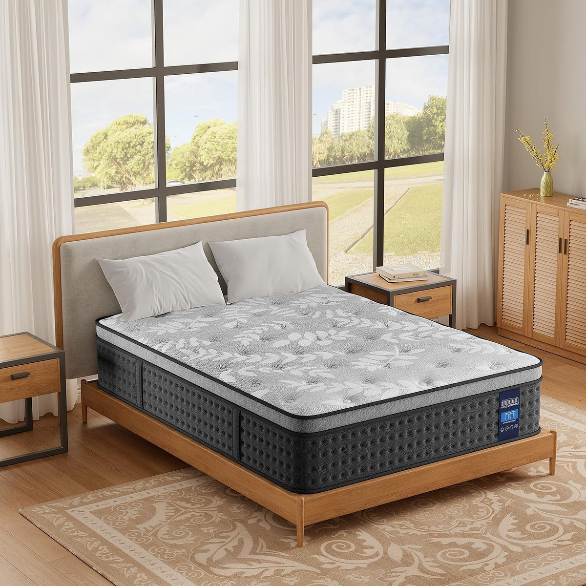 queen-size-mattress-10-inch-cooling-pain-relief-hybrid-mattresses
