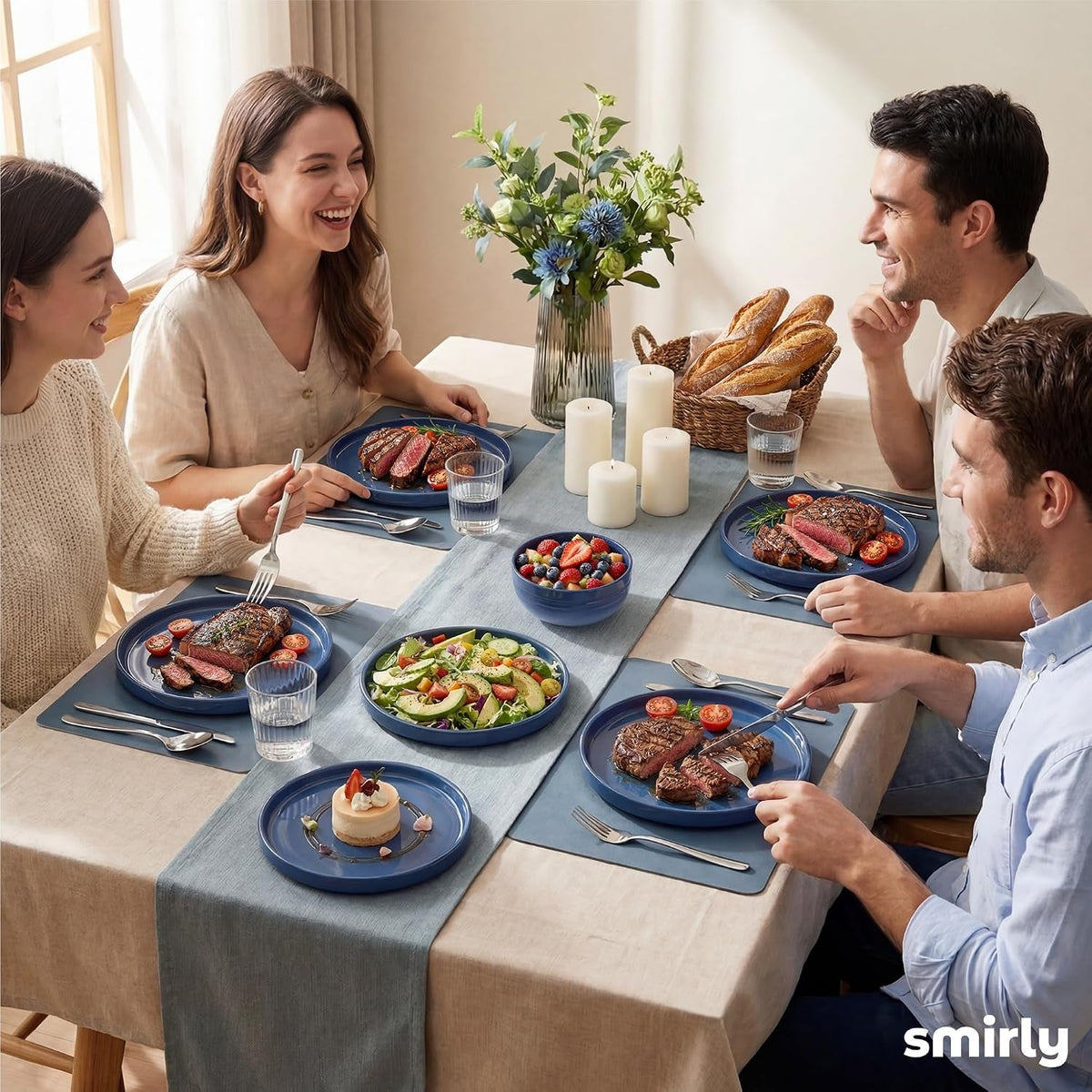 stoneware-dinnerware-set-for-4-12-pcs-plates-and-bowls-set-blue