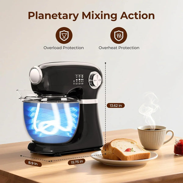 5.3 Quart Electric Stand Mixer with 12 Speed, Low Noise | Electric Mixer with Tilt Head, Kitchen Mixer for Daily Use with Egg Whisk, Dough Hook, Flat Beater, Anti-Slip Suction Cup4