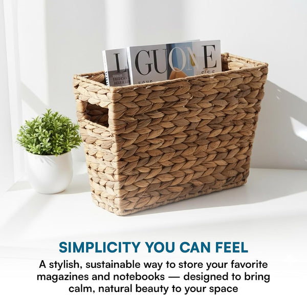 Woven Water Hyacinth Wicker Storage Basket, Magazine, Natural7