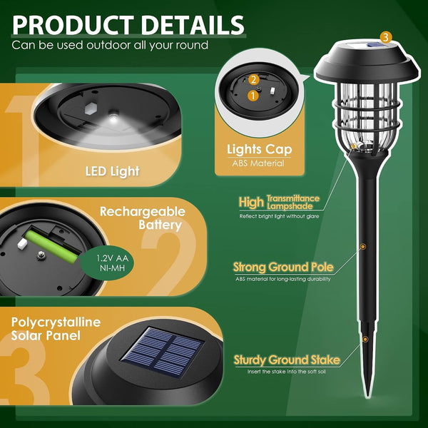 Solar Pathway Lights Waterproof Outdoor Lighting, Cold White 8 Pack3