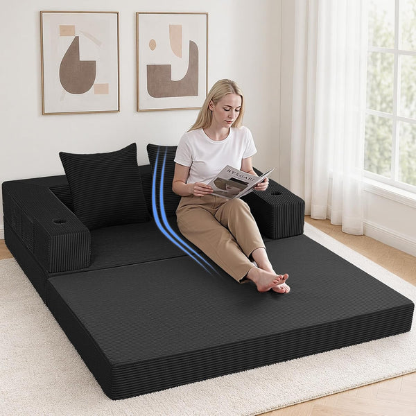 Futon Sofa Bed, Convertible Sofa Bed, Folding Boneless Couches2