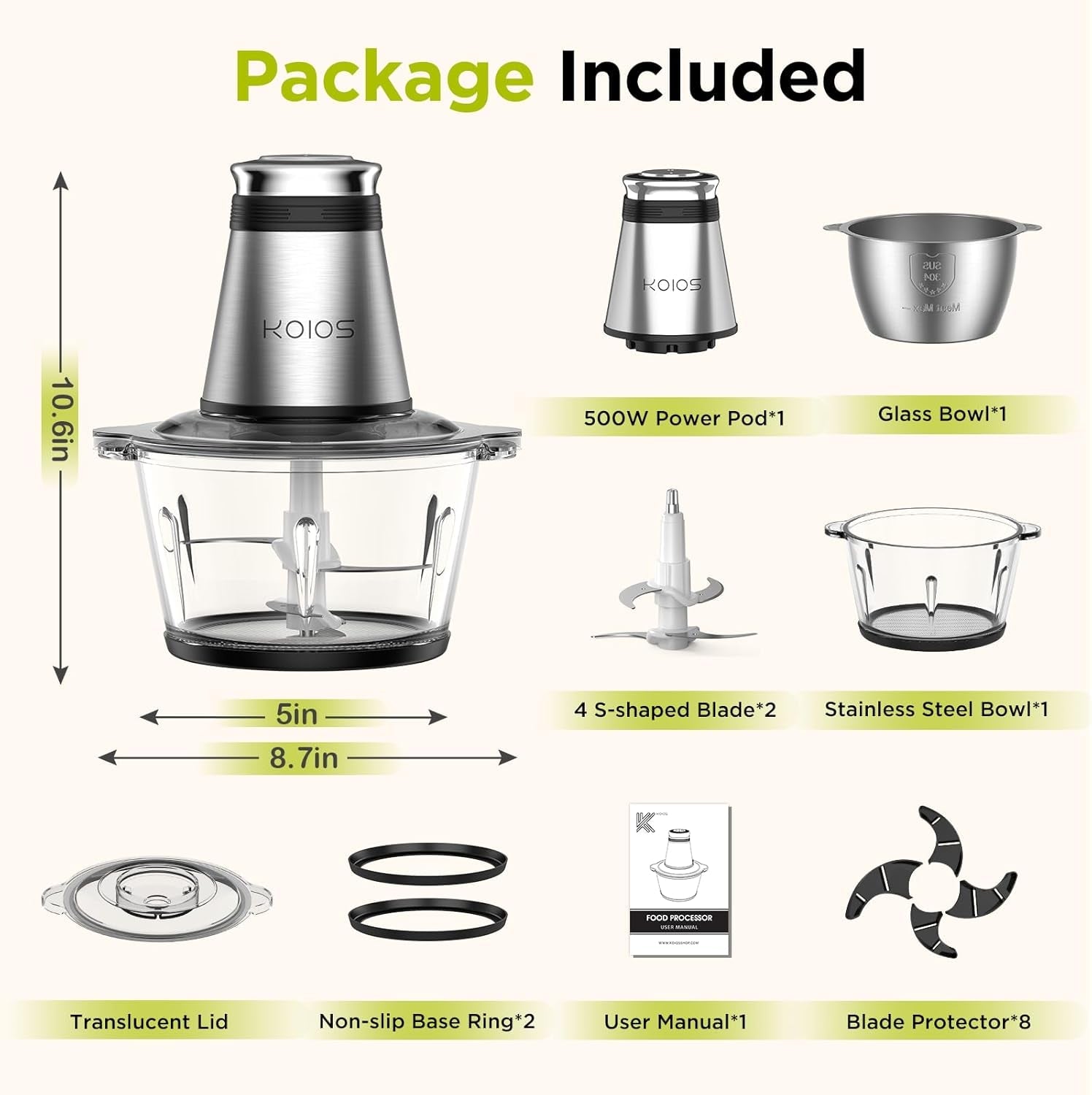 food-processor-500w-electric-food-chopper-with-2-bowls-8-cup-8-cup-2-bi-level-blades-small-electric-grinder-meat-processor-for-nuts-meat-onion-garlic-baby-food-black