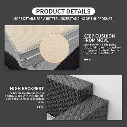 5-Piece Patio Furniture Sofa Set Outdoor Wicker Sectional Couch with Storage Table Non-Slip Cushions Furniture Covers, Grey4