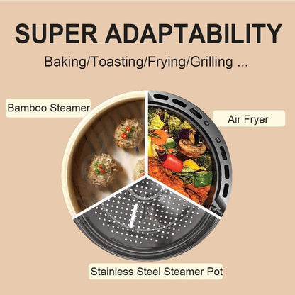 Air Fryer Parchment Paper Liners, 8 Inch 100 Pcs | Pre-Cut Non-Stick Unbleached Paper; Fits 3.5-6QT Air Fryers; Disposable and Durable; Microwave and Steaming Basket Safe8