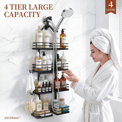 4-Tier Adjustable Hanging Shower Caddy for Handheld Showerhead, Black9
